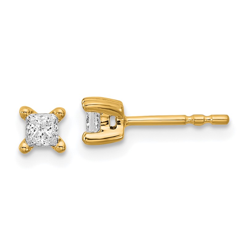 14k 1/3 carat Lab Grown Diamond VS+ F+ Princess Complete Four Prong Stud Earrings