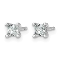 14K White Gold 0.50 Carat Certified Lab Grown Diamond VS+ F+ Princess Complete Four Prong Stud Earrings view 2