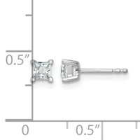 14K White Gold 0.50 Carat Certified Lab Grown Diamond VS+ F+ Princess Complete Four Prong Stud Earrings view 4