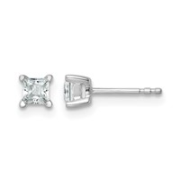 14K White Gold 0.50 Carat Certified Lab Grown Diamond VS+ F+ Princess Complete Four Prong Stud Earrings view 1