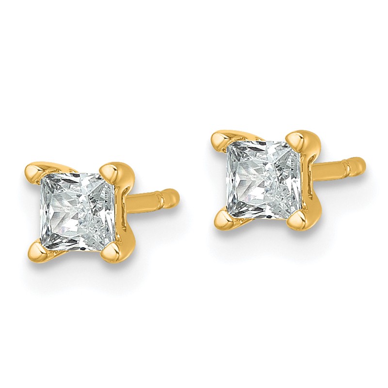 14k 1/2 carat Lab Grown Diamond VS/SI+ G+ Princess Complete Four Prong Stud Earrings