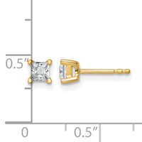 14K Yellow Gold 0.50 Carat Certified Lab Grown Diamond VS SI+ G+ Princess Complete Four Prong Stud Earrings view 5