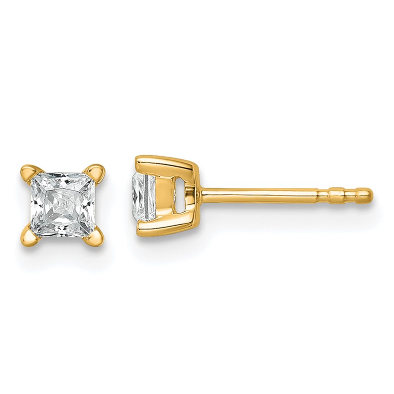14k 1/2 carat Lab Grown Diamond VS/SI+ G+ Princess Complete Four Prong Stud Earrings