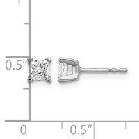 14K White Gold 0.62 Carat Lab Grown Diamond VS SI+ G+ Princess Complete Four Prong Stud Earrings view 4