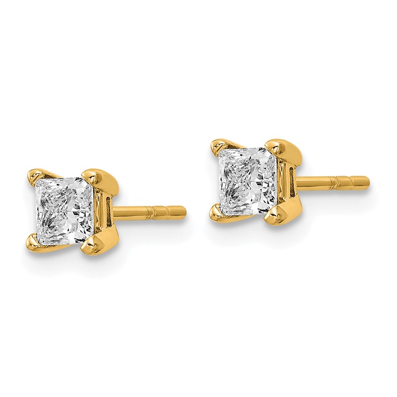 14k 2/3 carat Certified Lab Grown Diamond VS+ F+ Princess Complete Four Prong Stud Earrings