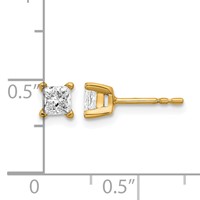 14K Yellow Gold 0.62 Carat Lab Grown Diamond VS SI+ G+ Princess Complete Four Prong Stud Earrings view 4