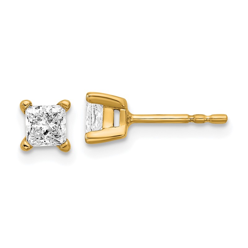 14k 2/3 carat Certified Lab Grown Diamond VS+ F+ Princess Complete Four Prong Stud Earrings