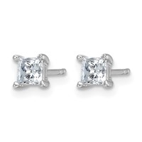 14K White Gold 0.75 Carat Certified Lab Grown Diamond VS SI+ G+ Princess Complete Four Prong Stud Earrings view 2