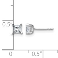 14K White Gold 0.75 Carat Certified Lab Grown Diamond VS SI+ G+ Princess Complete Four Prong Stud Earrings view 4