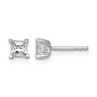 14K White Gold 0.75 Carat Certified Lab Grown Diamond VS SI+ G+ Princess Complete Four Prong Stud Earrings view 1