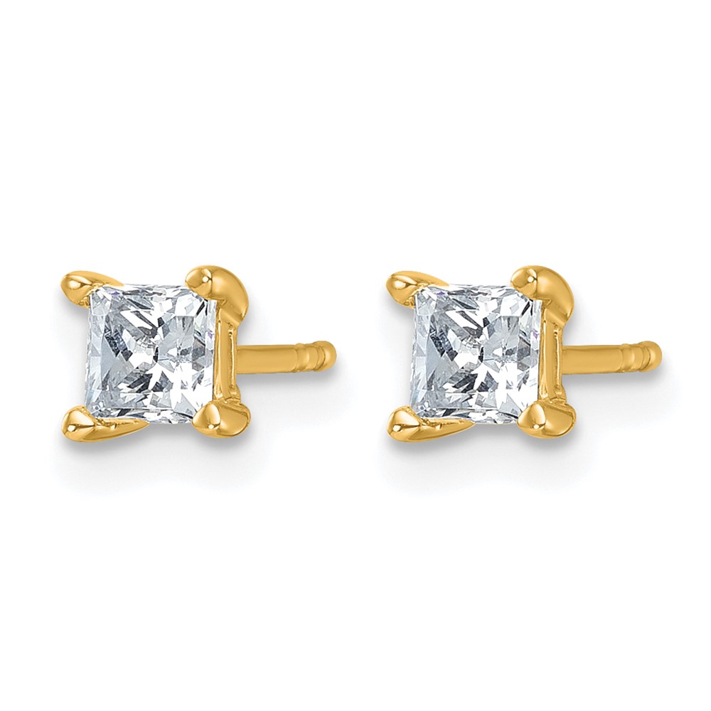 14k 3/4 carat Lab Grown Diamond VS/SI+ G+ Princess Complete Four Prong Stud Earrings (EM1018-075-LG)