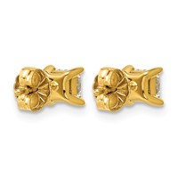 14K Yellow Gold 0.75 Carat Certified Lab Grown Diamond VS+ F+ Princess Complete Four Prong Stud Earrings view 4