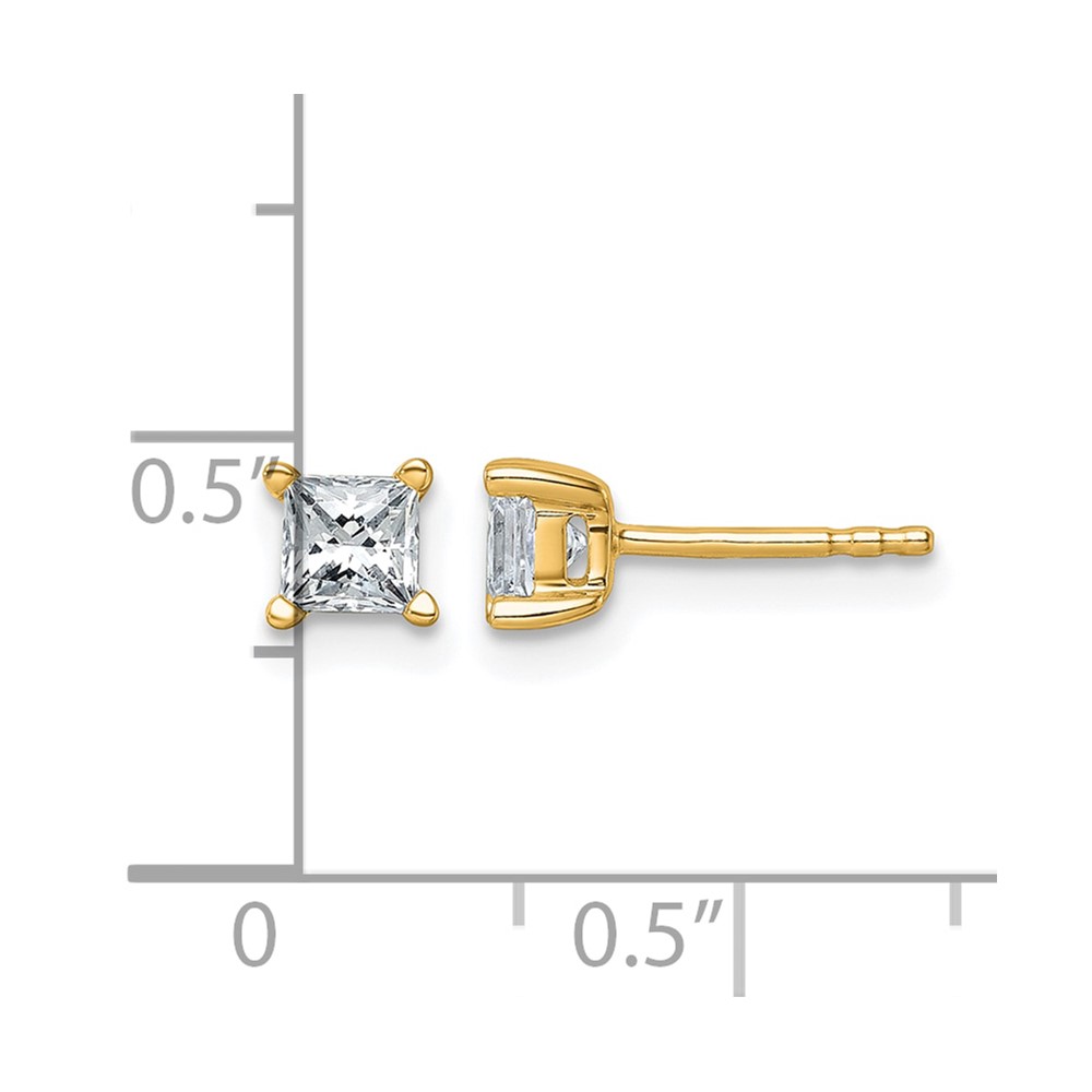 14k 3/4 carat Lab Grown Diamond VS/SI+ G+ Princess Complete Four Prong Stud Earrings (EM1018-075-LG)