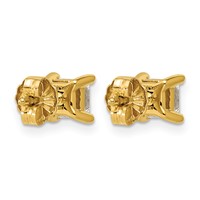 14K Yellow Gold 1 Carat Lab Grown Diamond VS+ F+ Princess Complete Four Prong Stud Earrings view 4