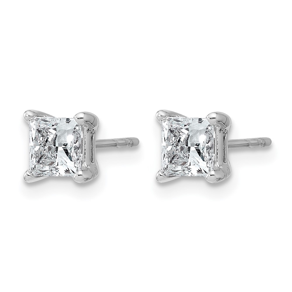 14k White Gold 1 1/4 ctw Lab Grown Diamond VS/SI+ G+ Princess 4 Prong Heavy Wt. Stud Earrings (EM1018-125-WLG)