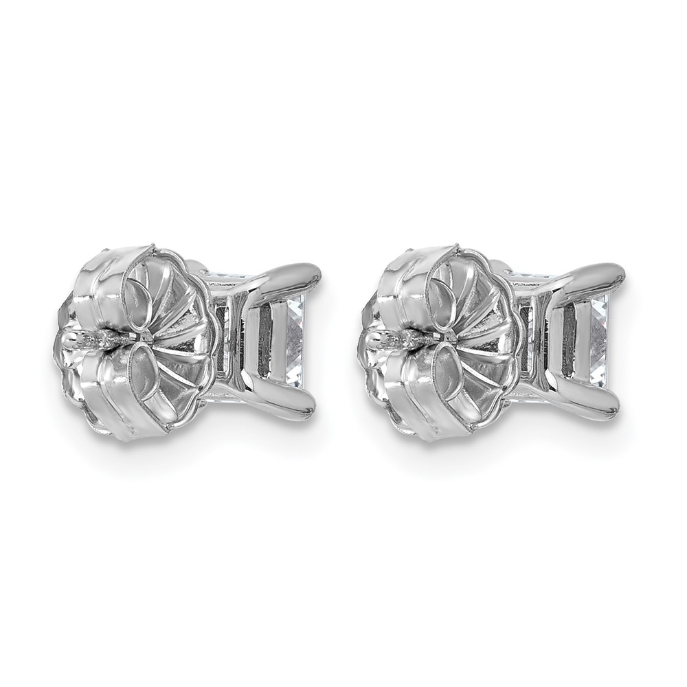 14k White Gold 1 1/4 ctw Lab Grown Diamond VS/SI+ G+ Princess 4 Prong Heavy Wt. Stud Earrings (EM1018-125-WLG)