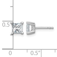 14K White Gold 1.50 Carat Lab Grown Diamond VS SI+ G+ Princess Complete Four Prong Stud Earrings view 4