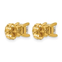 14K Yellow Gold 1.50 Carat Certified Lab Grown Diamond VS SI+ G+ Princess Complete Four Prong Stud Earrings view 4