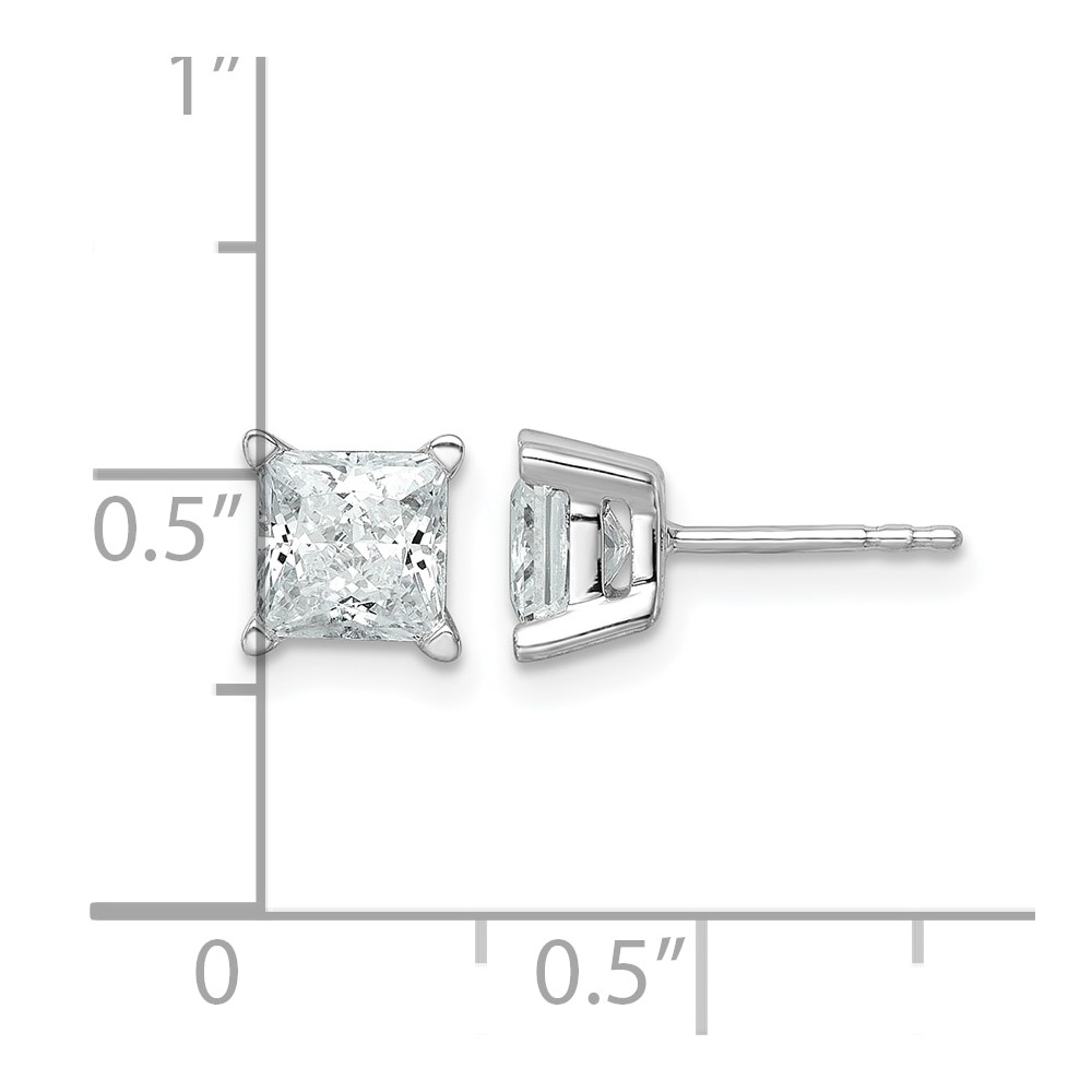 14k White Gold 2 carat Lab Grown Diamond VS+ F+ Princess Complete Four Prong Stud Earrings (EM1018-200-WLD)