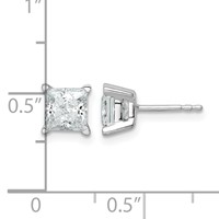 14K White Gold 2 Carat Lab Grown Diamond VS+ F+ Princess Complete Four Prong Stud Earrings view 4