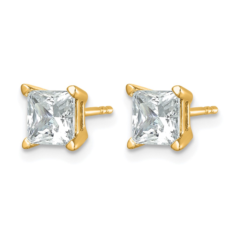 14k 2 carat Lab Grown Diamond VS+ F+ Princess Complete Four Prong Stud Earrings (EM1018-200-LD)