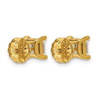 14K Yellow Gold 2 Carat Lab Grown Diamond VS+ F+ Princess Complete Four Prong Stud Earrings view 4
