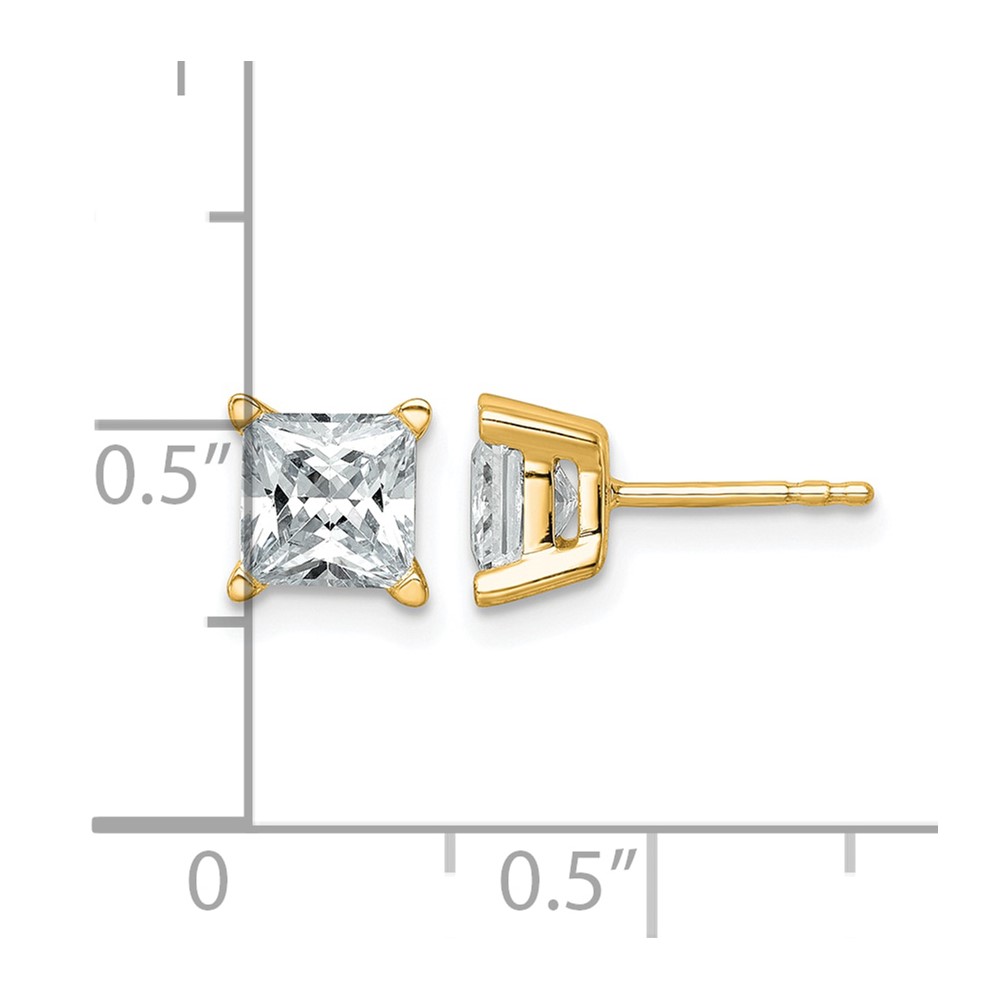 14k 2 carat Lab Grown Diamond VS+ F+ Princess Complete Four Prong Stud Earrings (EM1018-200-LD)