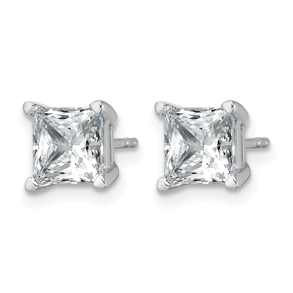 14k White Gold 3 carat Certified Lab Grown Diamond VS/SI+ G+ Princess Complete Four Prong Stud Earrings (EM1018-300C-WLG)