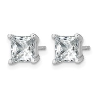 14K White Gold 3 Carat Lab Grown Diamond VS+ F+ Princess Complete Four Prong Stud Earrings view 2