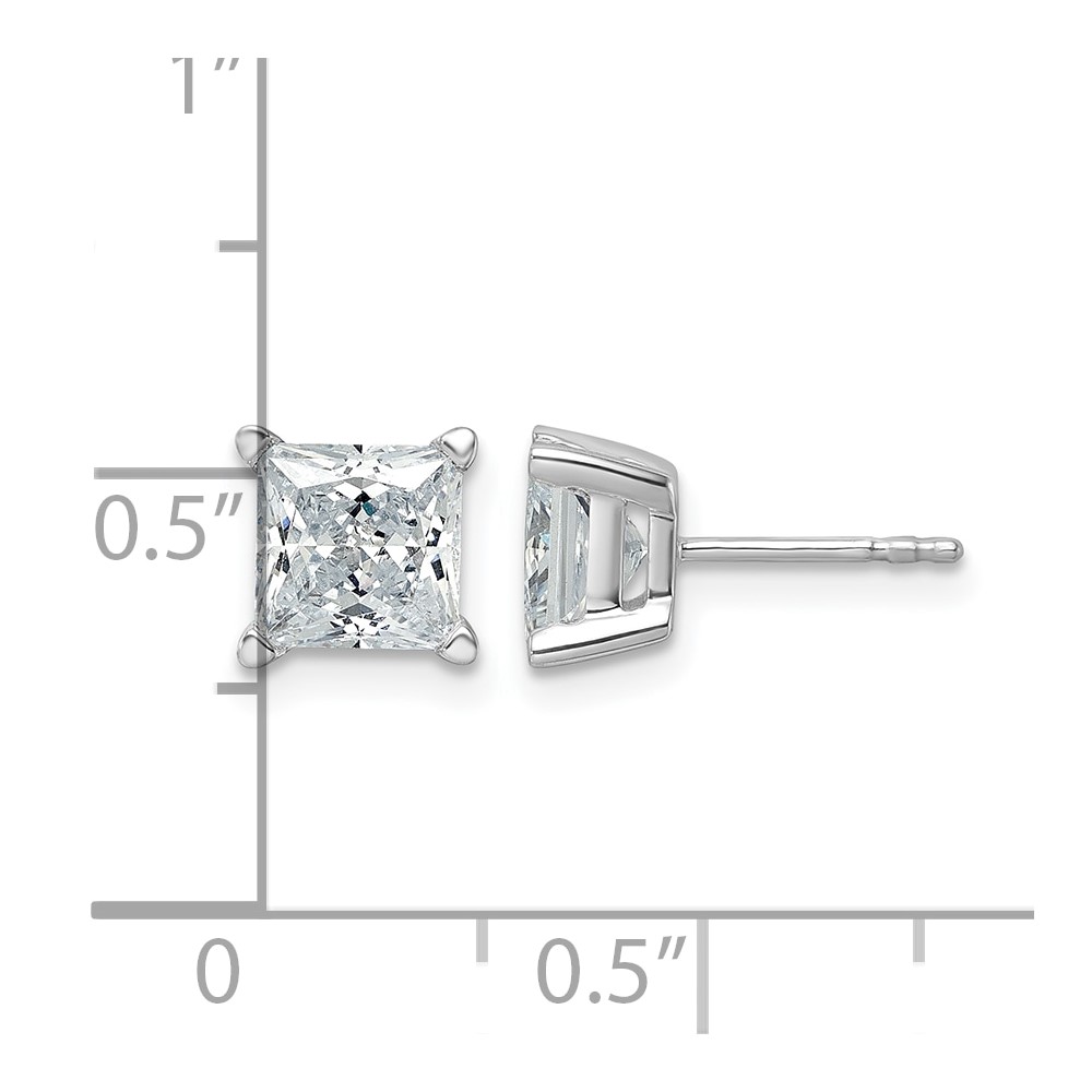 14k White Gold 3 carat Certified Lab Grown Diamond VS/SI+ G+ Princess Complete Four Prong Stud Earrings (EM1018-300C-WLG)
