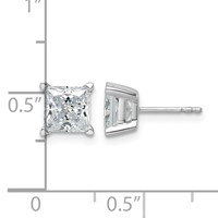 14K White Gold 3 Carat Certified Lab Grown Diamond VS SI+ G+ Princess Complete Four Prong Stud Earrings view 4