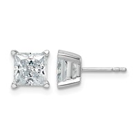 14K White Gold 3 Carat Lab Grown Diamond VS+ F+ Princess Complete Four Prong Stud Earrings view 1