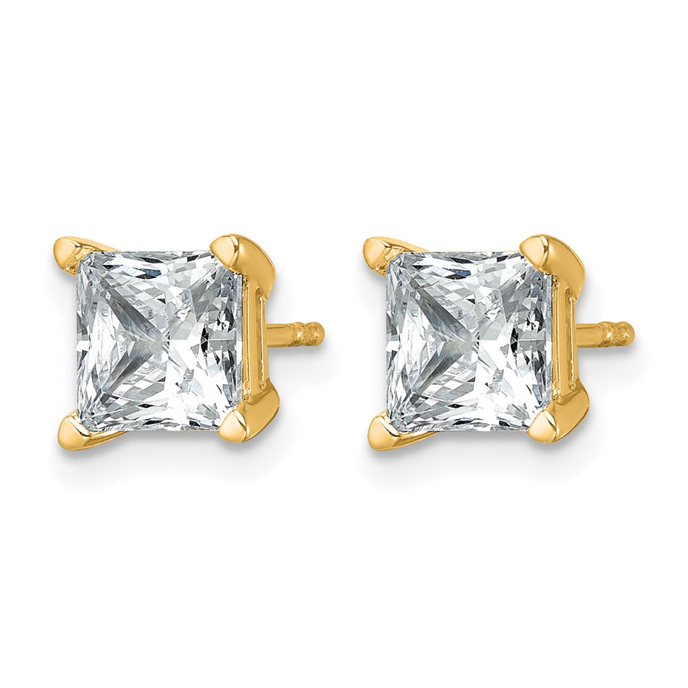 14k 3 carat Certified Lab Grown Diamond VS/SI+ G+ Princess Complete Four Prong Stud Earrings (EM1018-300C-LG)