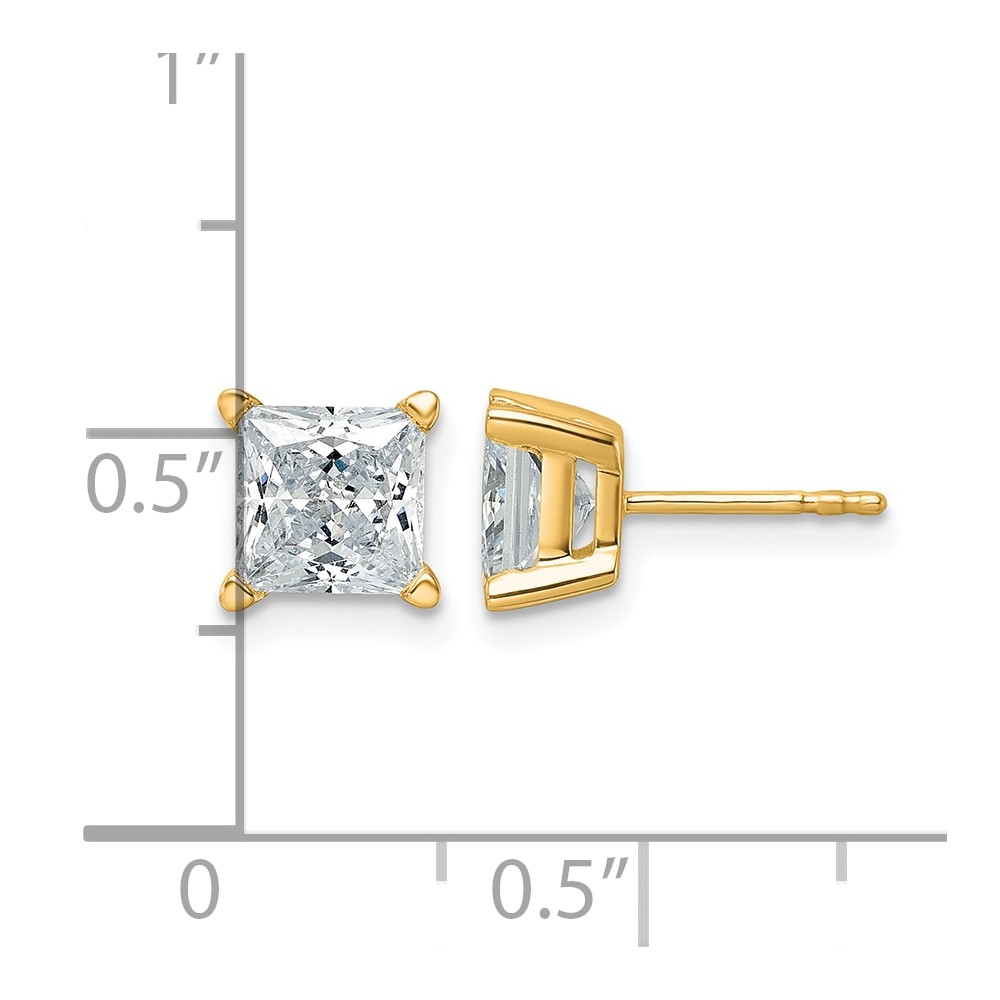 14k 3 carat Certified Lab Grown Diamond VS/SI+ G+ Princess Complete Four Prong Stud Earrings (EM1018-300C-LG)