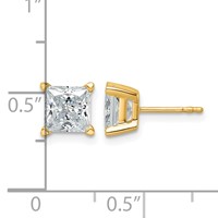 14K Yellow Gold 3 Carat Certified Lab Grown Diamond VS SI+ G+ Princess Complete Four Prong Stud Earrings view 4