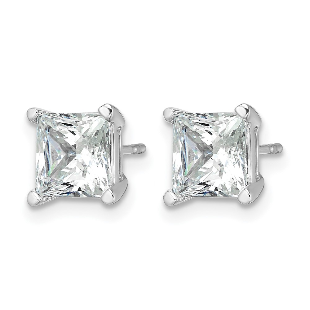 14k White Gold 4 carat Certified Lab Grown Diamond VS/SI+ G+ Princess Complete Four Prong Stud Earrings (EM1018-400C-WLG)