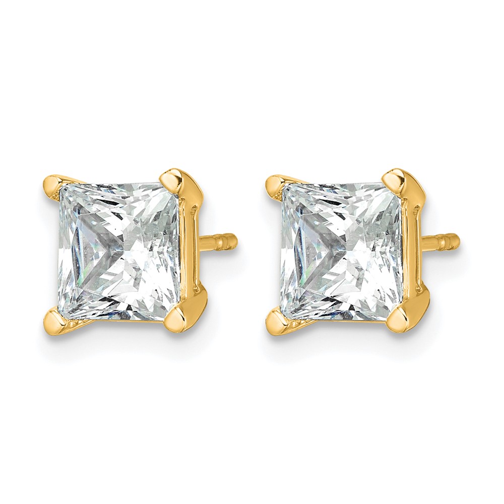 14k 4 carat Certified Lab Grown Diamond VS+ F+ Princess Complete Four Prong Stud Earrings (EM1018-400C-LD)