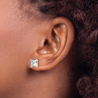 14K Yellow Gold 4 Carat Lab Grown Diamond VS SI+ G+ Princess Complete Four Prong Stud Earrings view 3