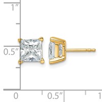 14K Yellow Gold 4 Carat Lab Grown Diamond VS SI+ G+ Princess Complete Four Prong Stud Earrings view 4