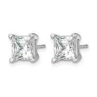14K White Gold 5 Carat Lab Grown Diamond VS+ F+ Princess Complete Four Prong Stud Earrings view 2
