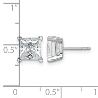 14K White Gold 6 Carat Lab Grown Diamond VS SI+ G+ Princess Complete Four Prong Stud Earrings view 3