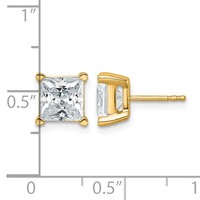 14K Yellow Gold 5 Carat Lab Grown Diamond VS+ F+ Princess Complete Four Prong Stud Earrings view 4