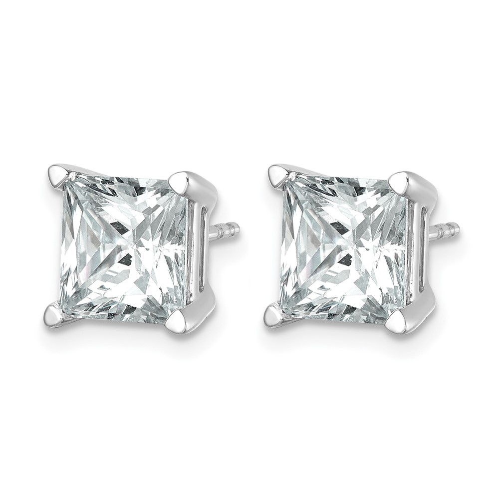 14k White Gold 6 carat Lab Grown Diamond VS+ F+ Princess Complete Four Prong Stud Earrings (EM1018-600-WLD)