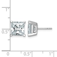 14K White Gold 6 Carat Lab Grown Diamond VS SI+ G+ Princess Complete Four Prong Stud Earrings view 5