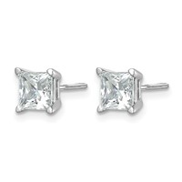 14K White Gold Princess 4-Prong 1.50ct Screw Back Post Earring Mountings view 2