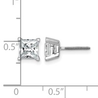 14K White Gold Princess 4-Prong 1.50ct Screw Back Post Earring Mountings view 4