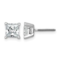 14K White Gold Princess 4-Prong 1.50ct Screw Back Post Earring Mountings view 1