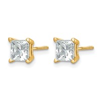 14K Yellow Gold Princess Four Prong 1.5ct Screwback Post Earring Mountings view 2