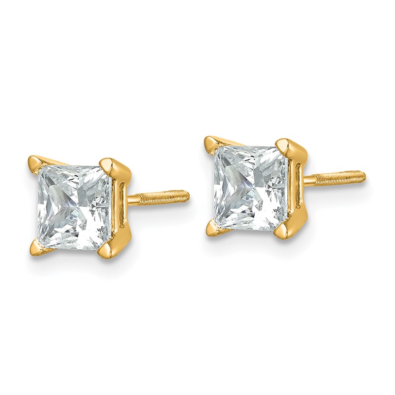 14k 2 carat Certified Lab Grown Diamond VS+ F+ Princess Complete Four Prong Stud Earrings