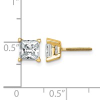 14K Yellow Gold Princess Four Prong 1.5ct Screwback Post Earring Mountings view 4